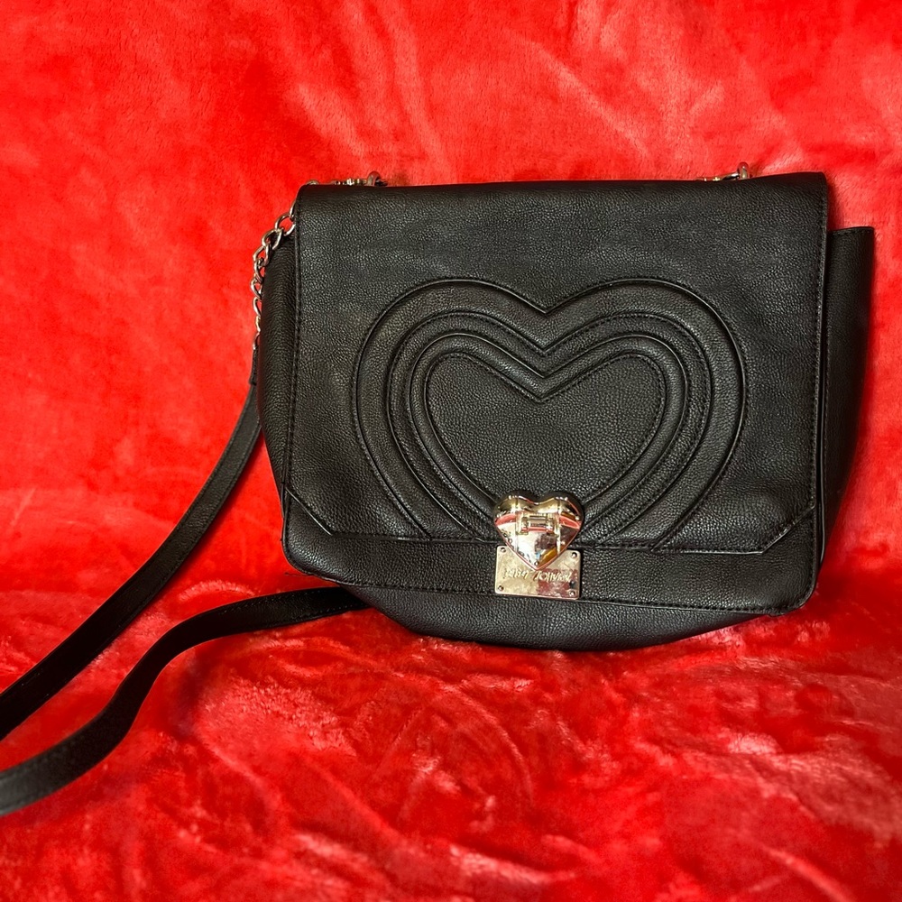 Betsey Johnson Black Heart-embossed Purse